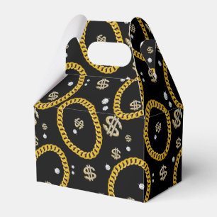  90's Hip Hop Rap Music Gold Cuban Link Chain Favor Box