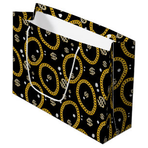  90's Hip Hop Rap Music Gold Cuban Link Chain Large Gift Bag