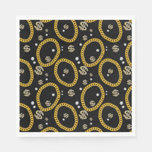  90's Hip Hop Rap Music Gold Cuban Link Chain Napkin
