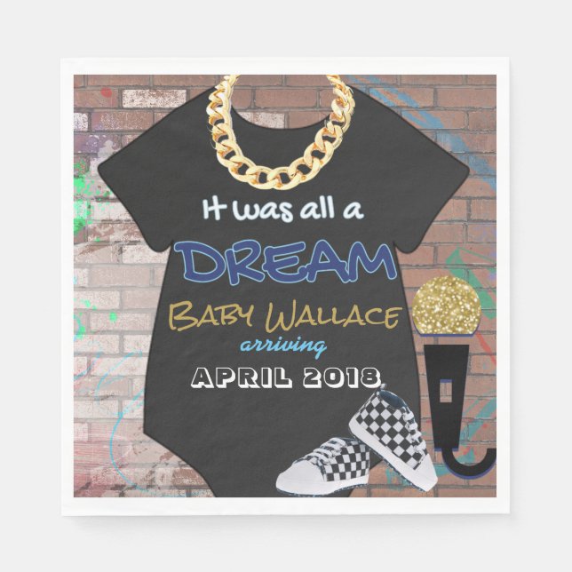 90's Hip Hop Urban Baby Shower {Boy} Napkins (Front)