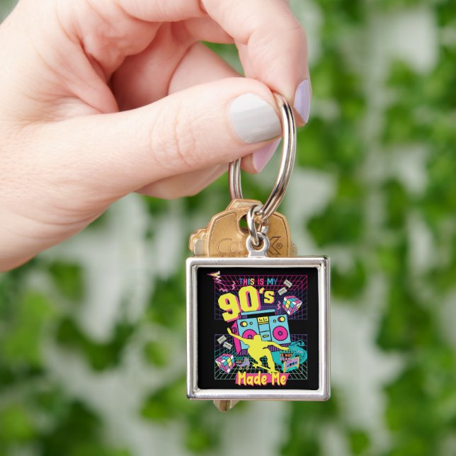90's Hip Hop Vibes Retro Made Me Keychain (Hand)