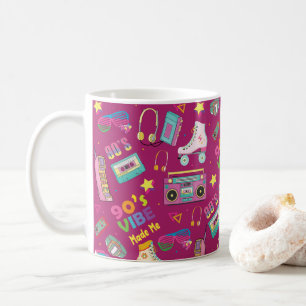 90's Hip Hop Vibes Retro Made Me Pattern Coffee Mug