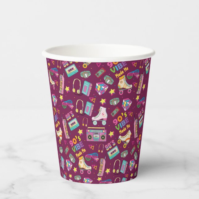 90's Hip Hop Vibes Retro Made Me Pattern Paper Cups (Front)
