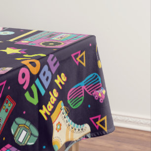 90's Hip Hop Vibes Retro Made Me Pattern Tablecloth