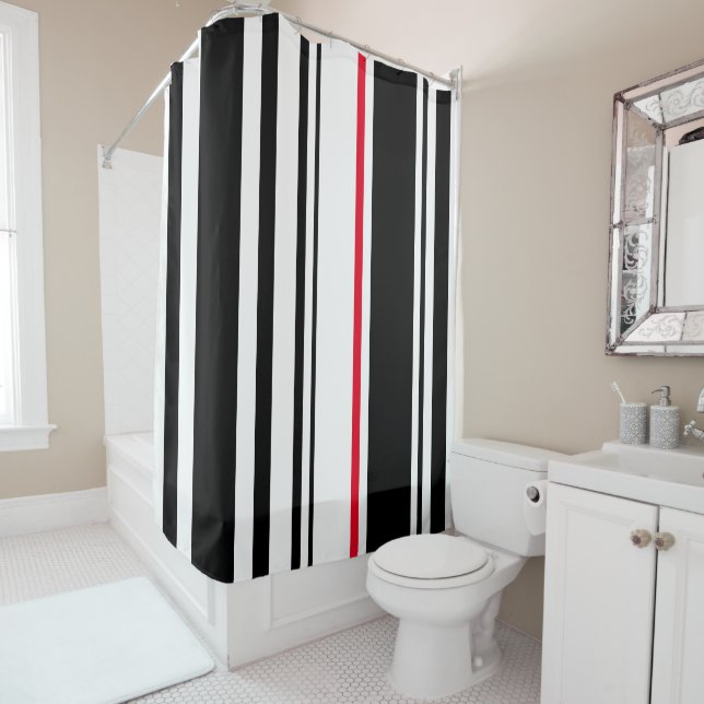 90s Inspired Black Stripe with Red Accent Modern (In Situ)