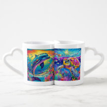 90's Inspired Dolphin & Sea Turtle Coffee Mug Set