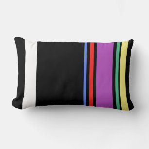 90s Inspired Multi Colour Black Bold Modern Stripe Lumbar Pillow
