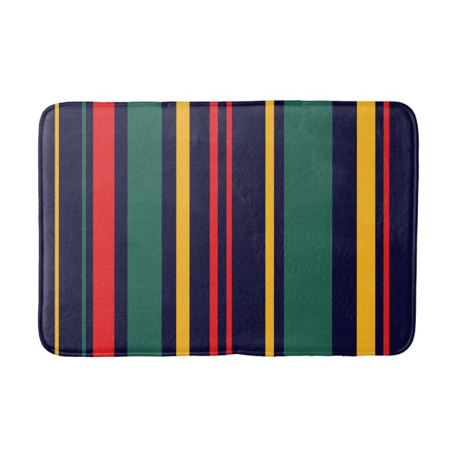 90s Inspired Multi Colour Bold Retro Stripes Bath Mat (Front)