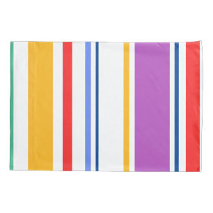 90s Inspired Multi Colour Bright Modern Stripes Pillowcase