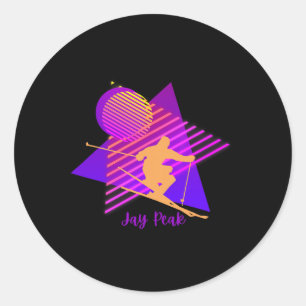 90s Jay Peak Vermont Skiing Skier Classic Round Sticker