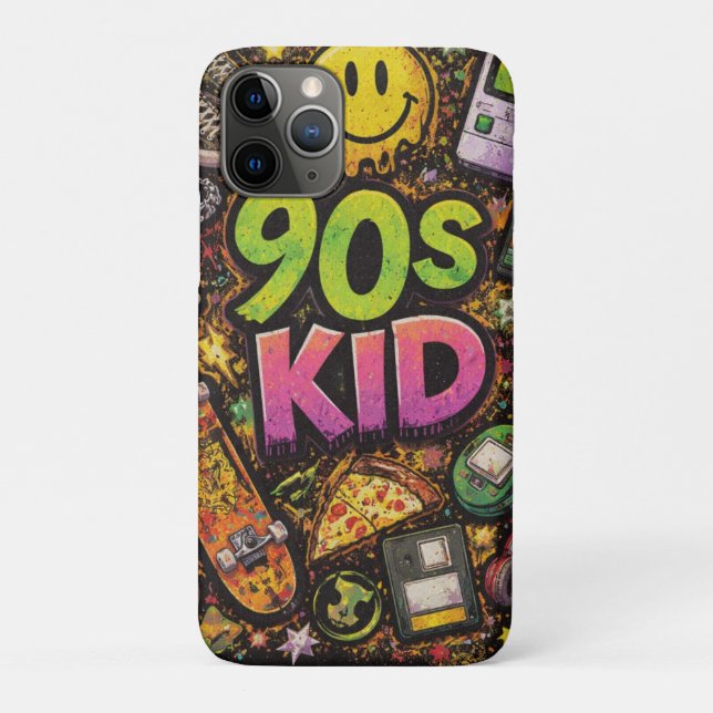 90s Kids Grunge Seamless Pattern: Pizza, Skeletons Case-Mate iPhone Case (Back)