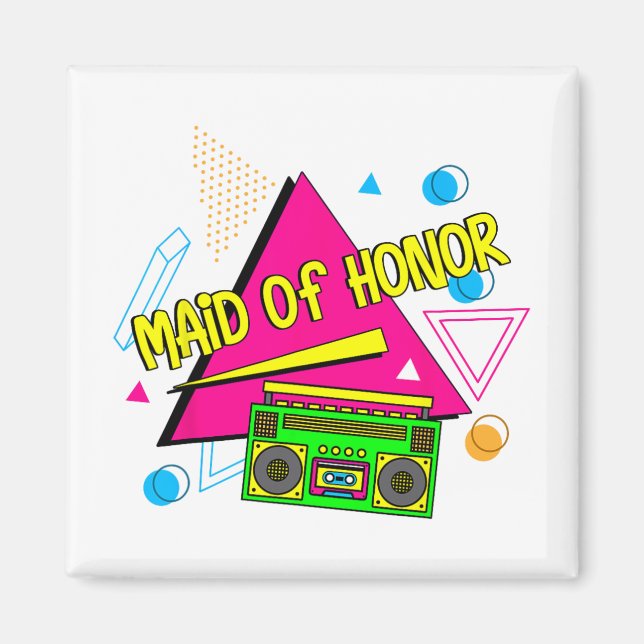 90s Maid Of Honour Bridesmaid Bride Squad Retro Ba Magnet (Front)