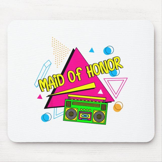 90s Maid Of Honour Bridesmaid Bride Squad Retro Ba Mouse Pad (Front)