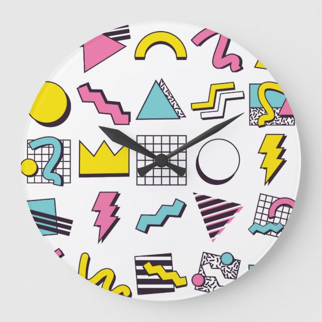 90's Memphis: Pop Design Elements. Large Clock (Front)