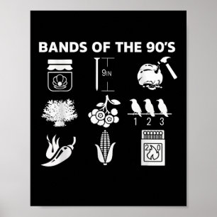 90s Music Bands Icons Pop Culture Funny Retro Grap Poster