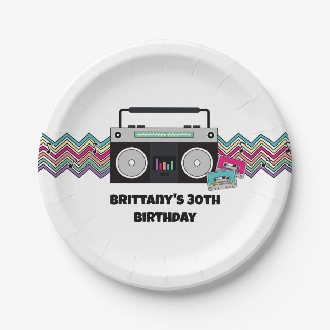 90's Music Themed Birthday Party  Paper Plate (Front)