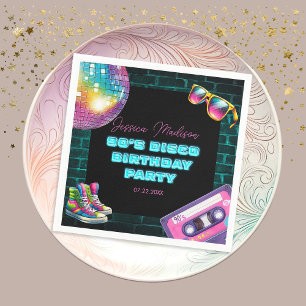 90s Neon Disco Birthday Napkin