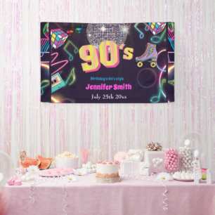 90's Neon Disco Vibes Retro Stytle Banner