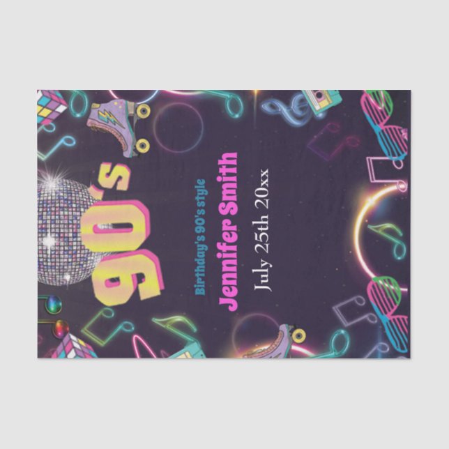 90's Neon Disco Vibes Retro Stytle Tissue Paper (Front)