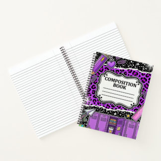 90s Neon Purple Leopard School Locker Notebook