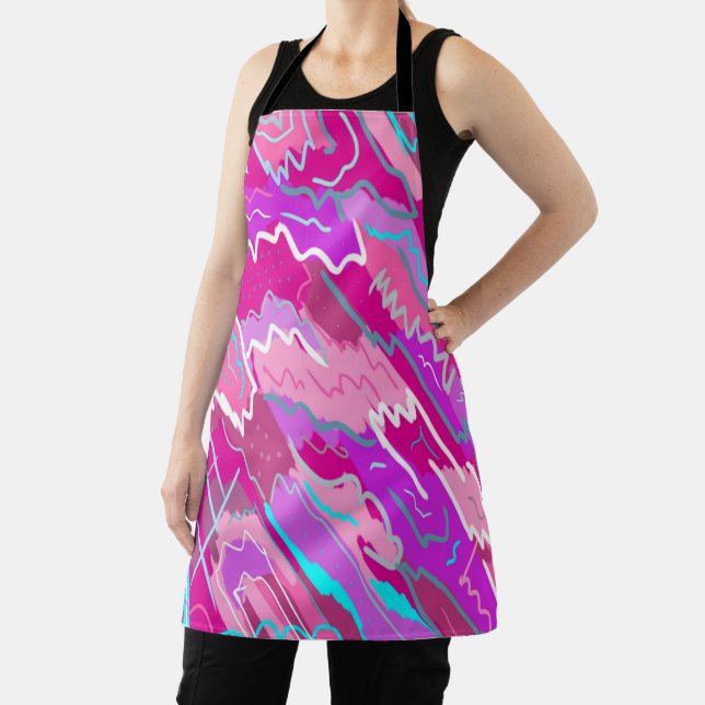 90s Nostalgia Pop Art in Magenta  Apron (Insitu)