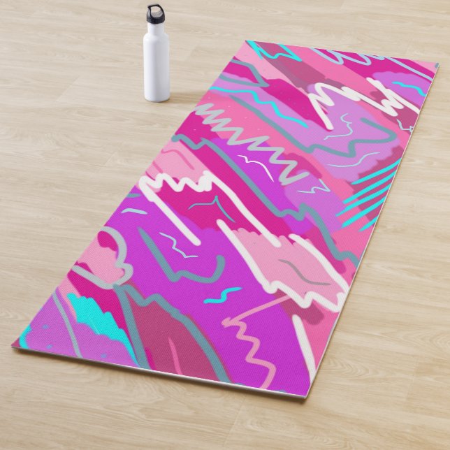 90s Nostalgia Pop Art in Magenta Yoga Mat (In Situ)