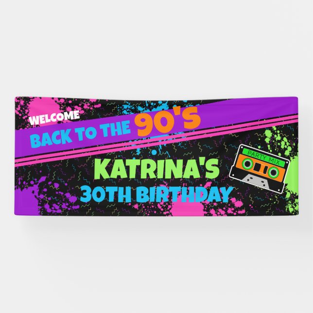 90s Nostalgia Throw Back Adult Party Born in 1990s Banner (Horizontal)