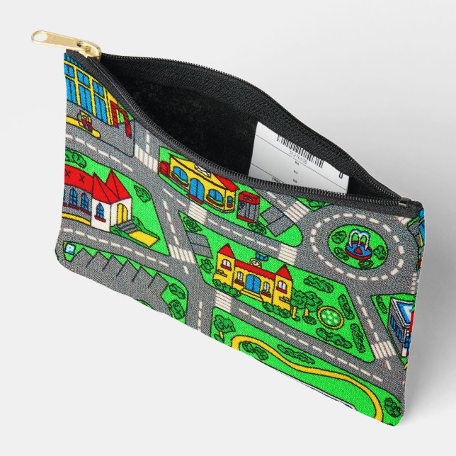 90s nostalgia, Track carpet Car Road nostalgia Accessory Pouch (Open)