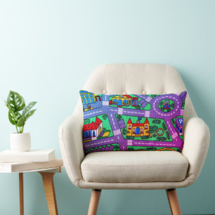90s nostalgia, Track carpet Car Road nostalgia Lumbar Pillow