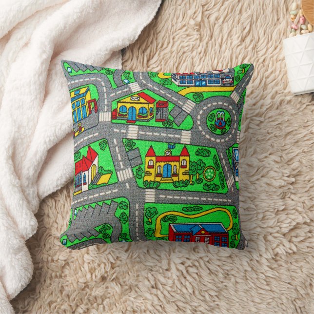90s nostalgia, Track carpet Car Road nostalgia Throw Pillow (Blanket)