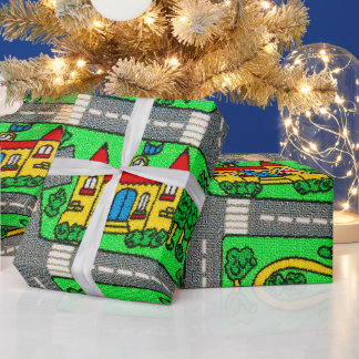 90s nostalgia, Track carpet Car Road nostalgia Wrapping Paper