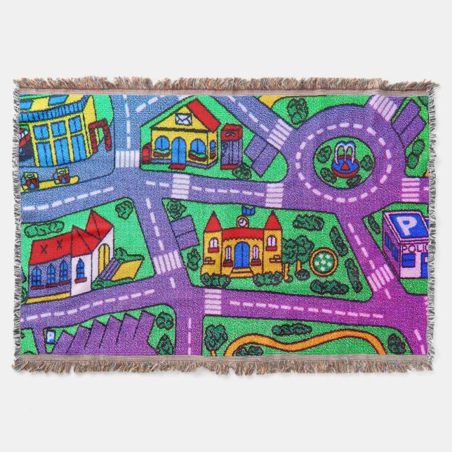 90s nostalgia, Track carpet Car Road nostalgic Throw Blanket (Front)