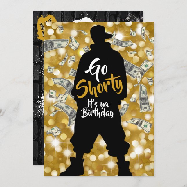 90's Old school Hip Hop Birthday Photo Invitation (Front/Back)