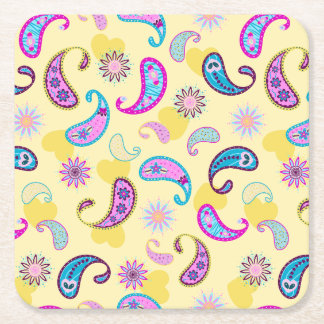 90s Paisley Square Paper Coaster