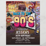 90's Party Birthday Flyer<br><div class="desc">90s Party Flyer: Alrighty then folks, break out your flannel shirt with this totally wicked 90s party invitation. No need to talk to the hand as you show you can most definitely still get jiggy and bust out some fly moves on the dance floor. Keep it real and don’t forget...</div>