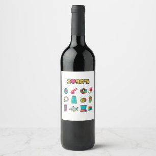 90's Party Decor, wine label, water bottle label