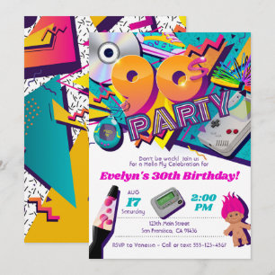 90s Party Invitation, 90s Invitation Theme