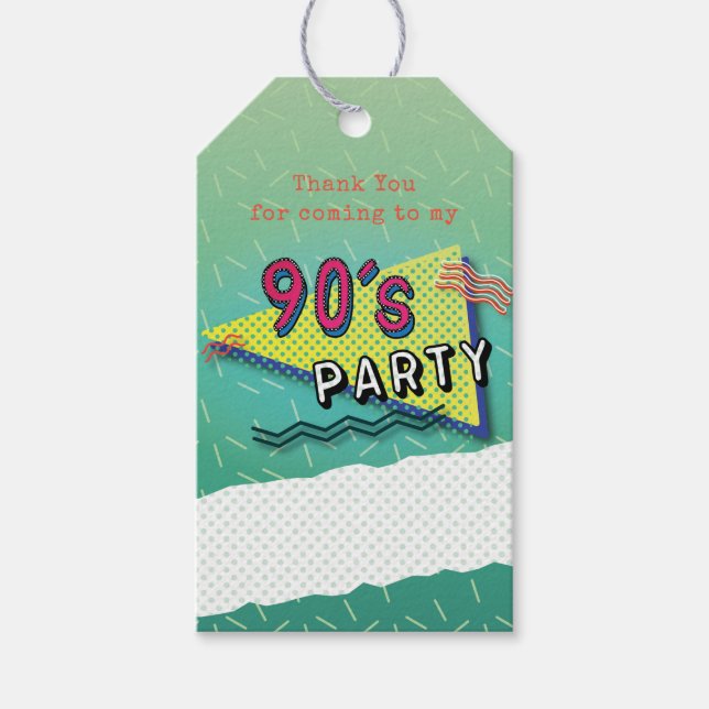 90's PARTY Theme Pattern Gift Tags (Front)