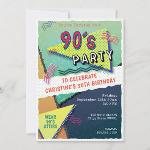 90's PARTY Theme Pattern Invitation