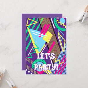 90s Pattern Retro Purple Yellow Neon Invitation