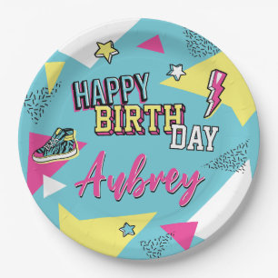 90's Pop Bright Colour Birthday Party, Any Age Paper Plate