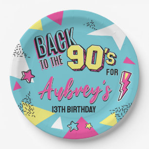 90's Pop Bright Colour Birthday Party, Any Age Paper Plate