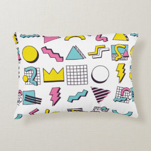 90's Pop Memphis Design Elements Accent Pillow