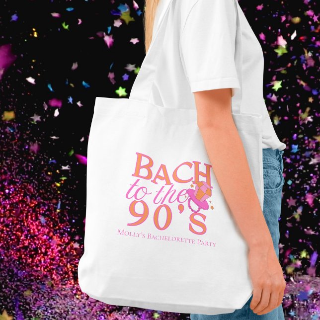 90s Retro Bachelorette Tote Bag (Bach to the 90s tote bag with modern serif font – perfect for bridal celebrations!)
