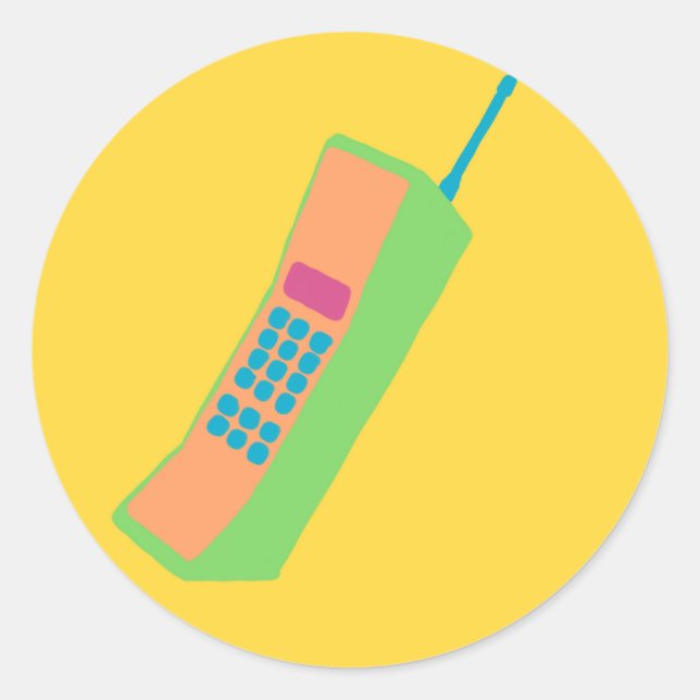 90s Retro "Brick" Phone Classic Round Sticker (Front)