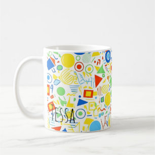 90s Retro Colourful Memphis Style Geometric Patter Coffee Mug