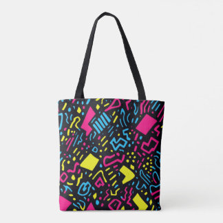 90s Retro Geometric Tote Bag | Colourful Neon