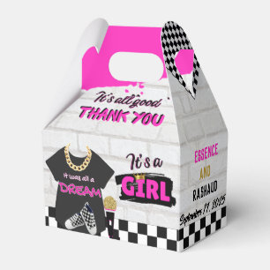 90's Retro Hot Pink Hip Hop Baby Shower Baby Girl Favor Box