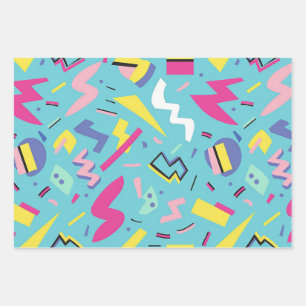 90s Retro Pop Art Pattern Wrapping Paper Sheet