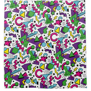 90s Retro Purple Turquoise Green Memphis Style